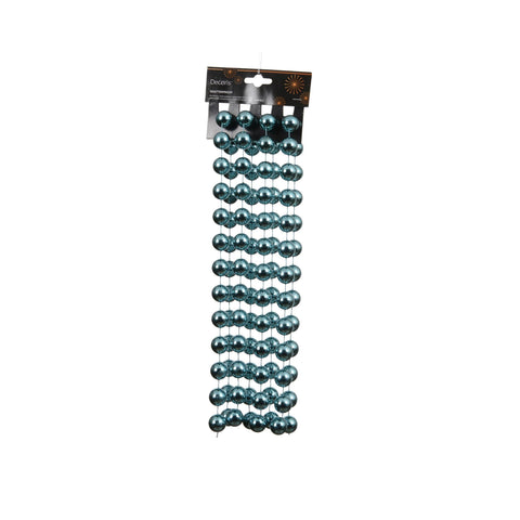 Teal metallic Perlenkette XXL 270 cm folk blau mit Perlen auf Pappkarte für Dekoration und Basteln