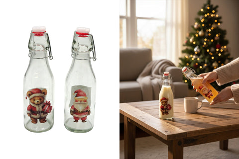 Weihnachtsdeko Glas "Bügelverschlussflasche" 250ml 2 Designs