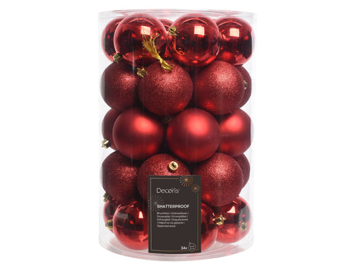Kugeln bruchfest 34er weihnachtsrot 8cm