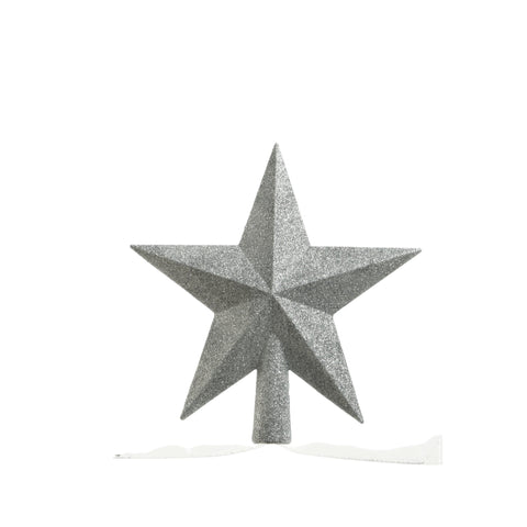 Baumspitze Stern bruchfest Glitter silber 4.2x19x19cm