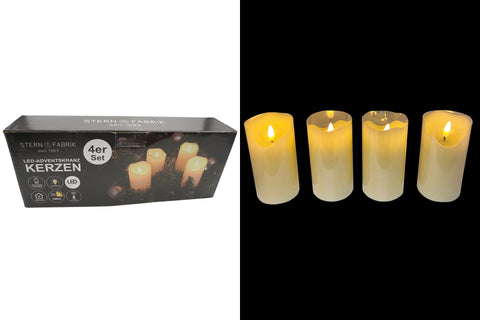 LED Echtwachskerzen "Adventskranz Set" 4er Set 13x7cm warmweiß