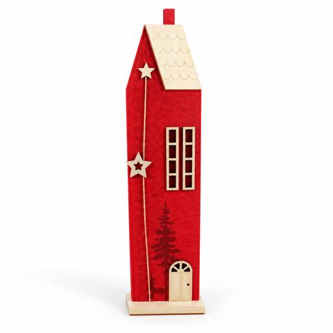 Haus Filz Holz rot 6x46x12 cm