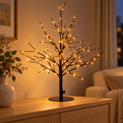 Baum Micro-LED schwarz 60cm 240 LED Flash klassischwarm