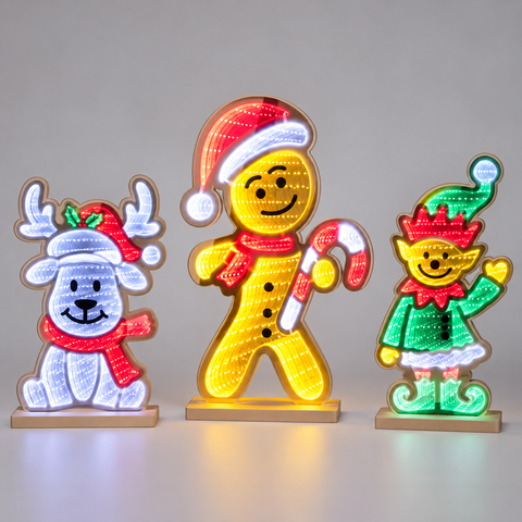 LED Infinity Lebkuchen Rentier Wichtel 37 cm