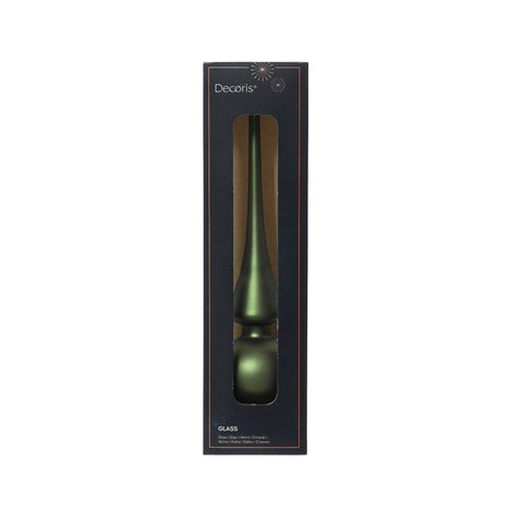 Baumspitze glas matt in smaragdgrün mit schlankem, kegelförmigem design und abgerundetem sockel aus glas