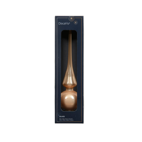 Baumspitze glas ist eine schlanke rosegoldene glasvase mit bauchiger basis und schlankem, zugespitztem hals