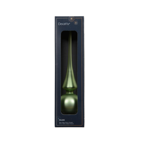 Eine schlanke olivgrüne glas baumspitze mit schmalem hals und rundem boden als dekorative vase