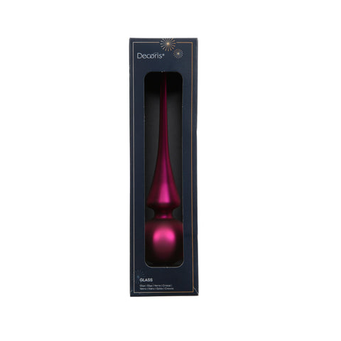 Ein eleganter baumspitze glas christbaumschmuck in tief magenta mit tropfenform und rundem boden
