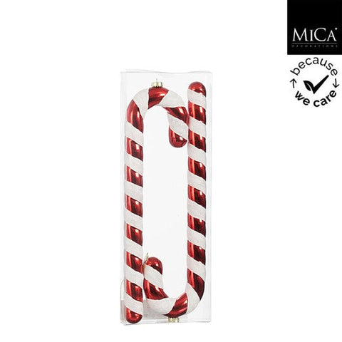 Bruchfeste rot-weiß gestreifte zuckerstange christbaumschmuck ornamente im 2er set in transparenter verpackung