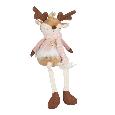 Dekoration Hirsch baumeln rosa - l15xb11xh25/43cm