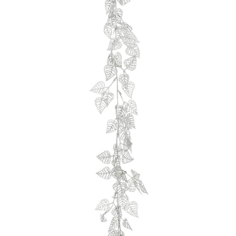 Girlande Blattern silber 80cm