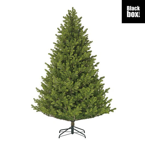 Grüner künstlicher monterey weihnachtsbaum mit dichtem nadelimitat und schwarzem metallständer h185xd127cm
