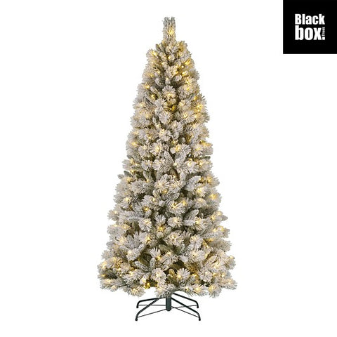 Frost weißer künstlicher quebec weihnachtsbaum mit warmweißen leds und schwarzem metallständer h215xd114cm