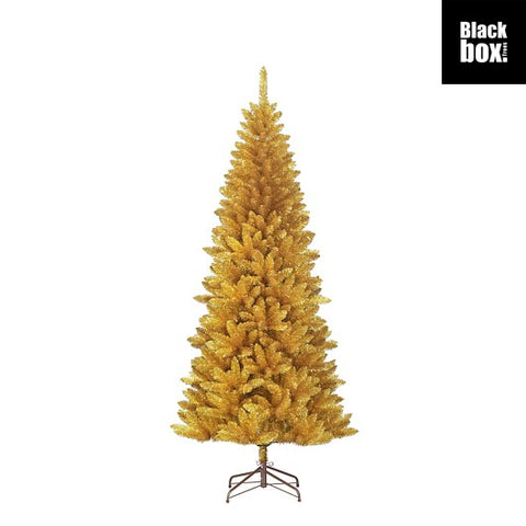 Goldener glitter künstlicher colchester weihnachtsbaum mit metallständer h215 x d94 cm für festliche dekoration