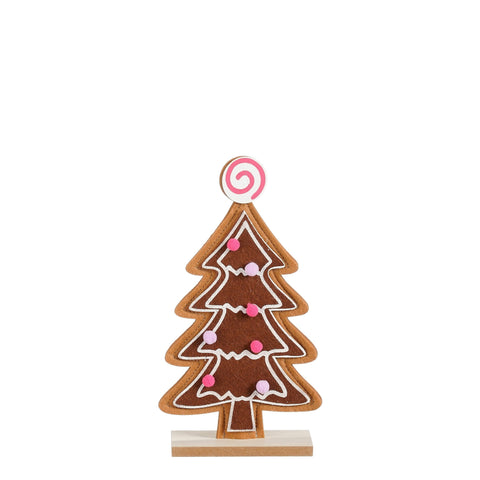 Dekoration Baum Pfefferkuchen braun rosa FSC 100% - l14xb5xh26cm