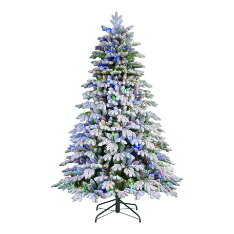 Asbury Weihnachtsbaum gruen frosted warm weiss multi farben 900L TIPS 4283 und Timer & Dimmer fernbedienung - h270xd170cm