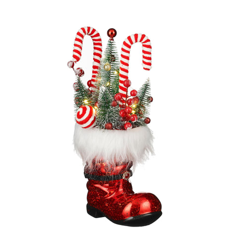 Dekoration Stiefel Baum rot led batteriebetrieben - l19xb6xh36cm