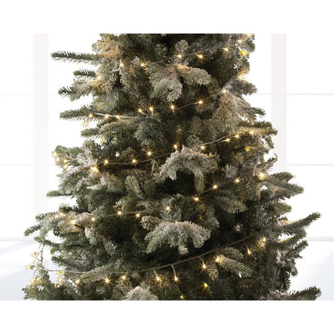 Frosted grüner künstlicher weihnachtsbaum mit led-lichterkette basic warmweiß 360 led 27 m