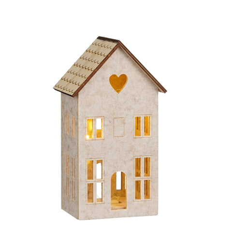 Dekoration Haus beige led batteriebetrieben FSC 100% - l14,5xb11xh26cm
