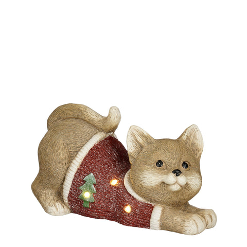 LED Katze rot 32x15.5x19cm