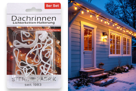 Lichterketten Halter Dachrinne 8er Set 6.5cm