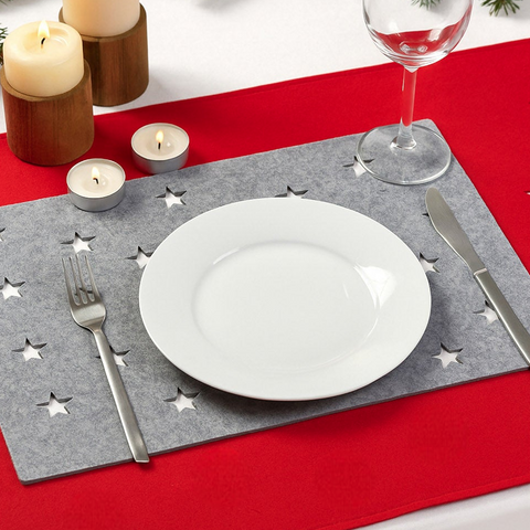 Deko Tisch Platzset "Sterne" 45x30cm Rot/Grau