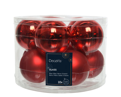 Kugeln Glas Emaille 10er weihnachtsrot 6cm