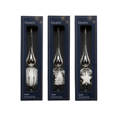 Baumspitze Glas silber 8x31cm