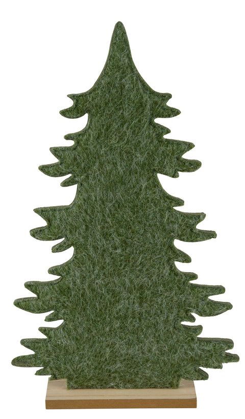 Filztanne auf Holzleiste natur/grün 26x5x42cm