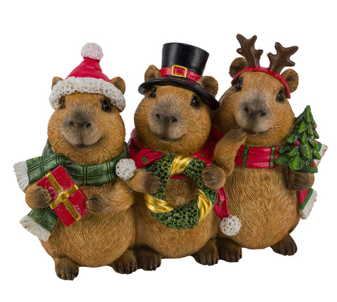 Polyresin-XMAS-Capybara braun/rot Reihe 17x6.5x12cm