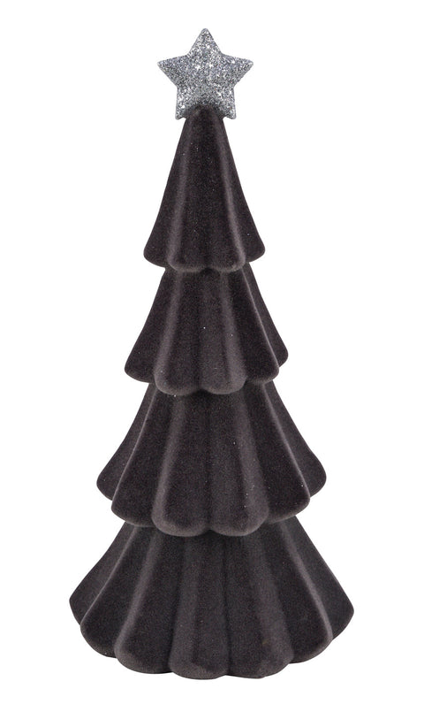 Kunststofftanne grau/silber m. Glitzer geflockt 13x13x30cm