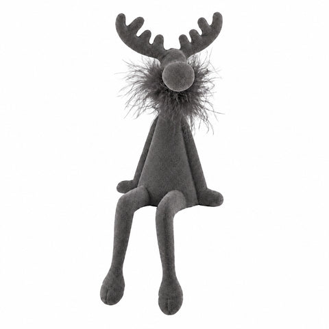 Kunststoffkantenhocker-Hirsch grau/befl. Federkr. 12x11x30cm