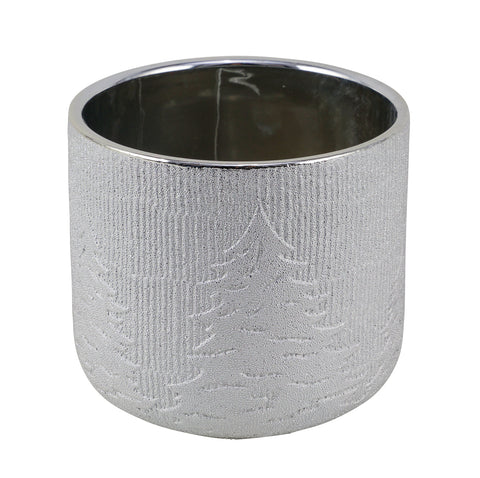 Steingut-Pflanztopf Tanne silber 12x12x11cm
