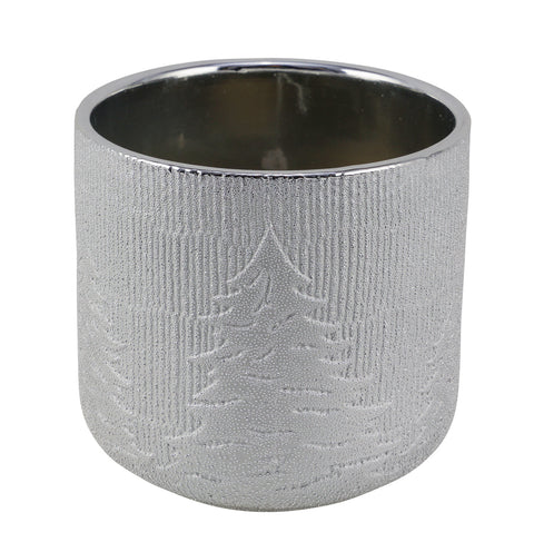 Steingut-Pflanztopf Tanne silber 13.5x13.5x13cm