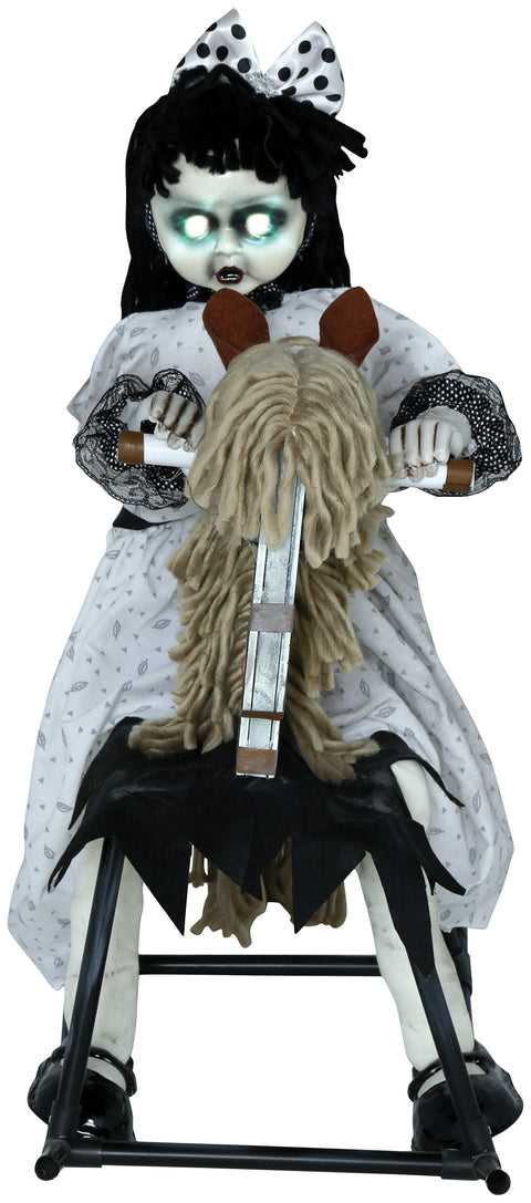 Halloween Mädchen auf Schaukelpferd animiert 70 cm Halloween Fiestas Guirca