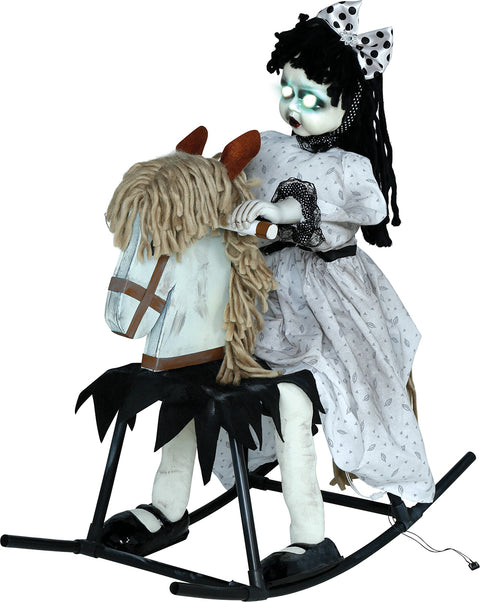 Halloween Mädchen auf Schaukelpferd animiert 70 cm Halloween Fiestas Guirca