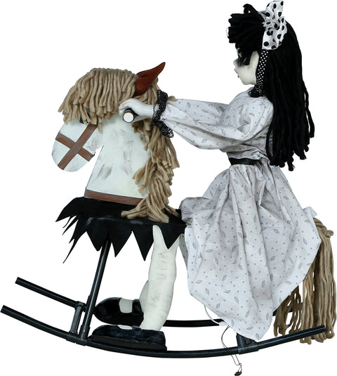 Halloween Mädchen auf Schaukelpferd animiert 70 cm Halloween Fiestas Guirca