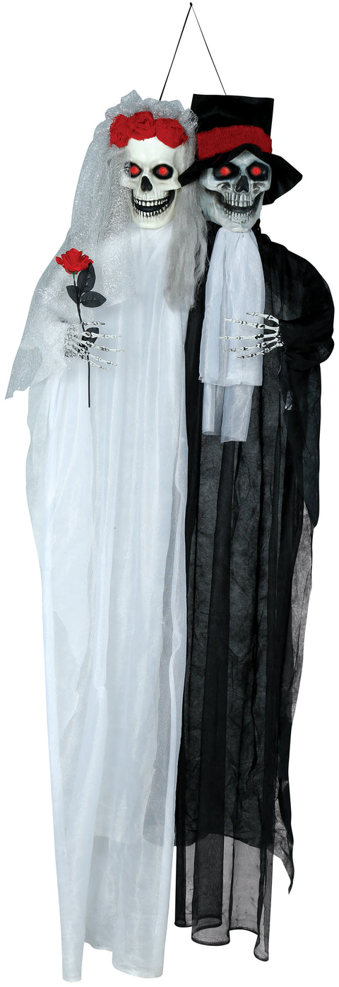 Halloween hängendes Skelett-Brautpaar Licht & Sound 185 cm Halloween Fiestas Guirca