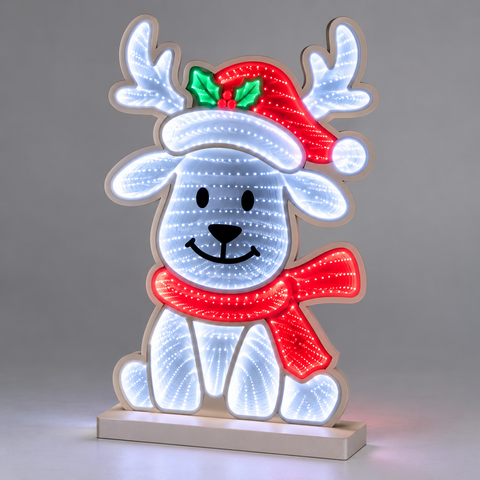 LED Infinity Lebkuchen Rentier Wichtel 37 cm
