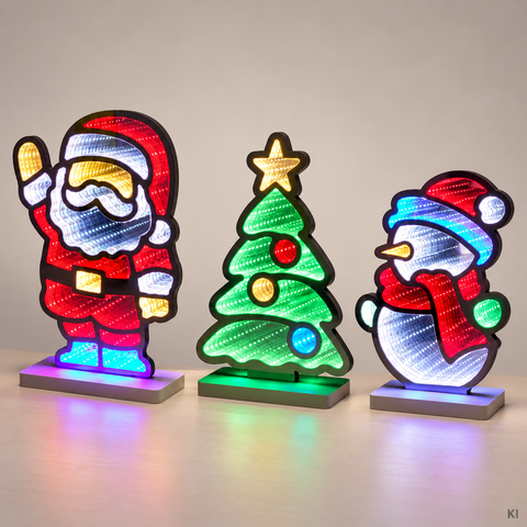 LED Infinity Santa Baum Schneemann ca. 20x28 cm