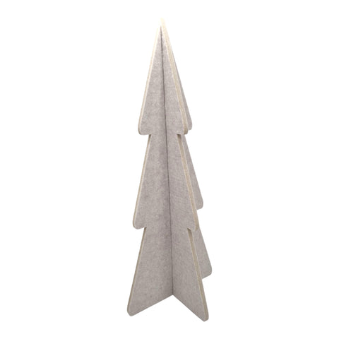 Minimalistischer, hellgrauer weihnachtsbaum aus karton mit geometrischem schichtdesign filz baum 50x50x120cm beige