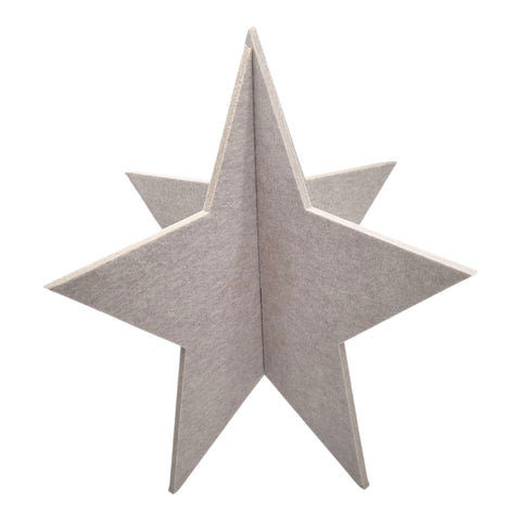 Grauer sternförmiger filz wandhänger aus strukturiertem papierboard 62x62x60 cm beige