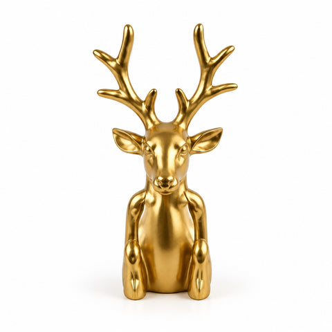 Goldene hirsch büste 7x20 cm mit detaillierten geweihen und glänzender polierter oberfläche