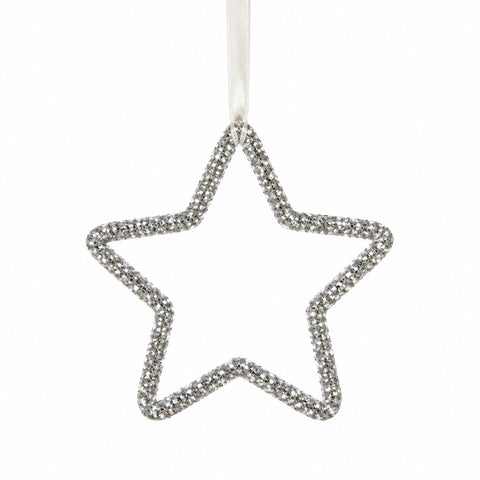 Silberner glitzerstern hänger 15cm aus glitzerndem material zum aufhängen als weihnachtsdeko