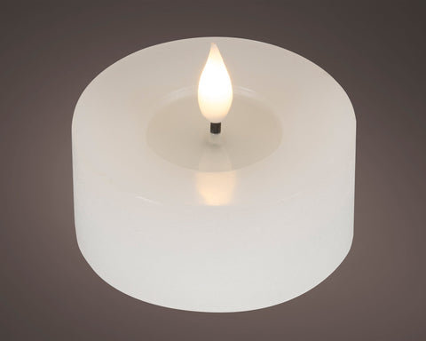 LED Echtwachskerze Flacker-Effekt weiß warmweiße LED 7.5x6cm