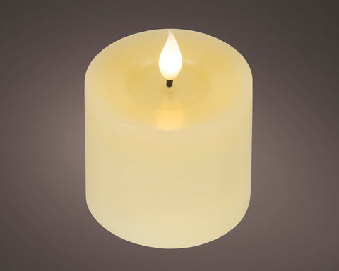 LED Echtwachskerze Flacker-Effekt creme warmweiße LED 7.5x9.5cm