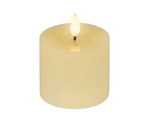 LED Echtwachskerze Flacker-Effekt creme warmweiße LED 7.5x9.5cm