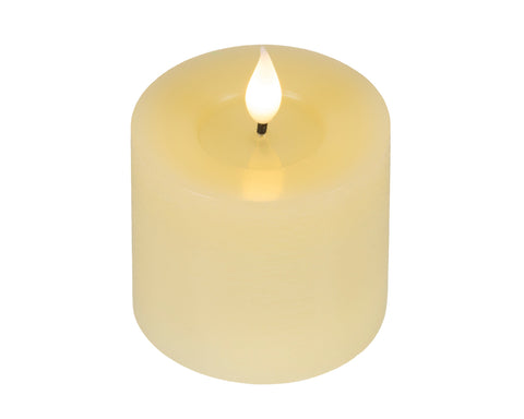 LED Echtwachskerze Flacker-Effekt creme warmweiße LED 7.5x9.5cm