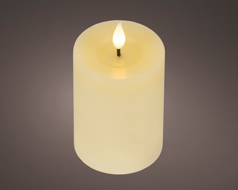 LED Echtwachskerze Flacker-Effekt creme warmweiße LED 7.5x13.5cm