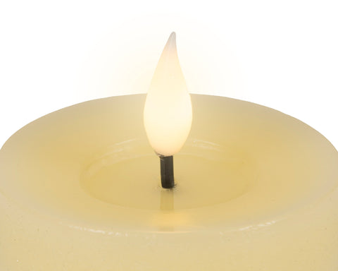 LED Echtwachskerze Flacker-Effekt creme warmweiße LED 7.5x13.5cm